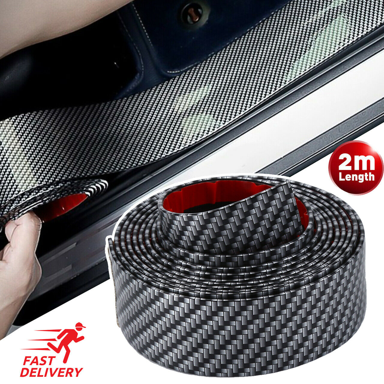 Crepe Pan Carbon - Stiker Mobil 2M Pelindung Ambang Pintu